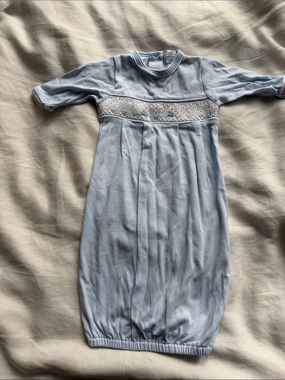 Kissy Kissy Light Blue Smocked Baby Gown